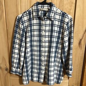 Lemon Grass Women’s  Blue and White Plaid Shirt